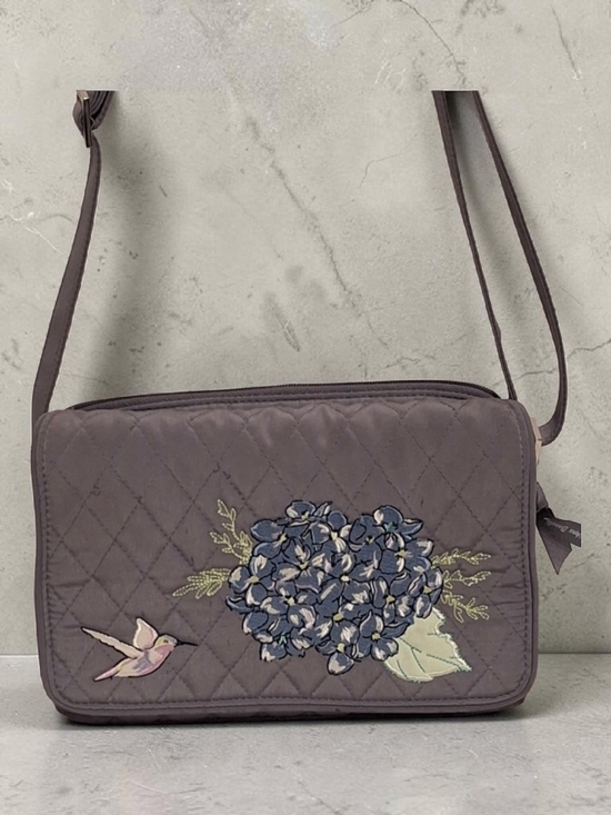 Vera Bradley Handbags - Vera Bradley Quilted Hydrangeas Purple Crossbody Bag with Floral Embroidery